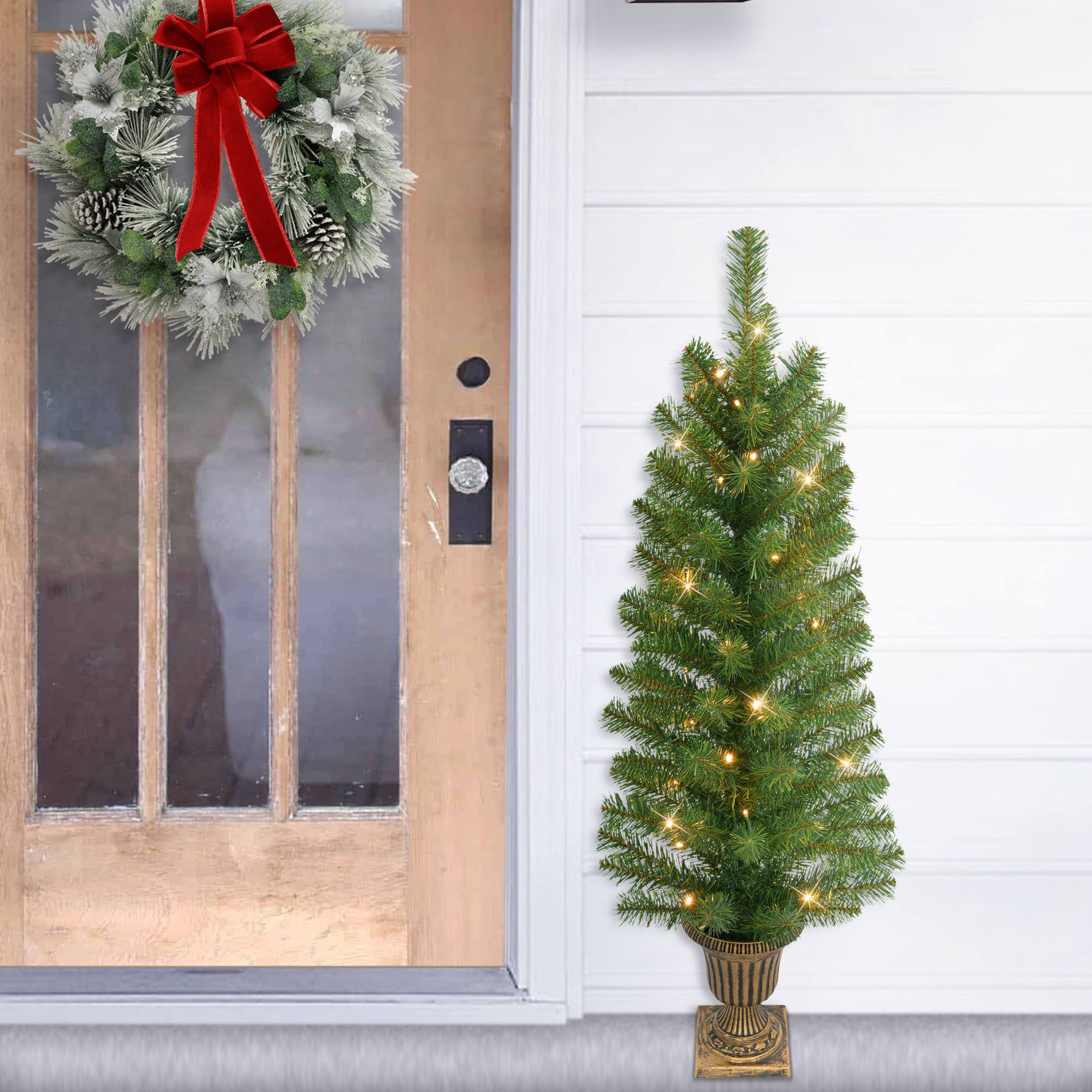 3.5ft. Pre-Lit Battery Operated Potted Artificial Christmas Trees